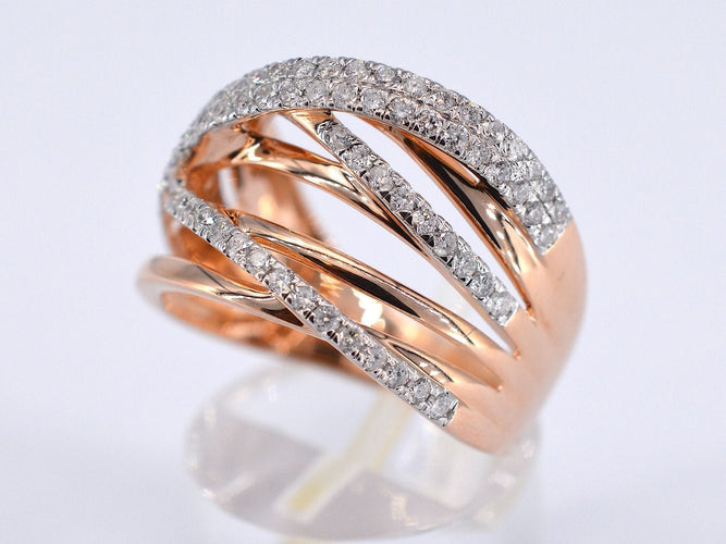 Bague 54 Bague en or rose sertie de diamants taille brillant 58 Facettes 2182