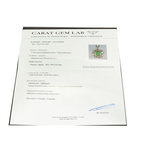 Collier Collier or blanc, émeraude et diamants 58 Facettes EB5