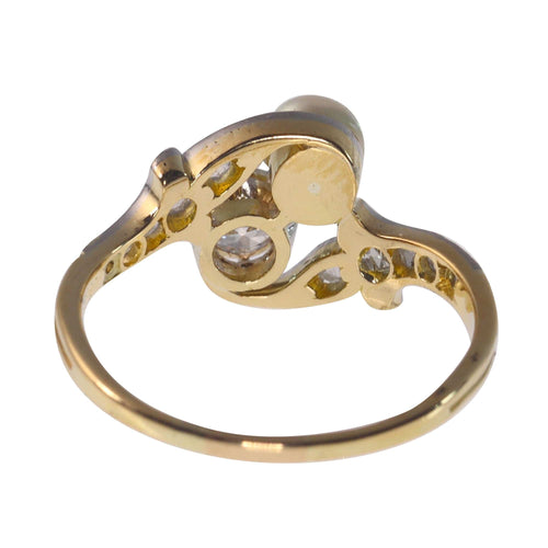 Vintage Belle Epoque diamant- og perle romantisk toi-et-moi forlovelsesring 