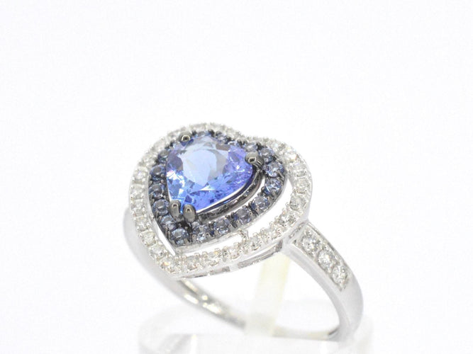 Bague 54 Bague en or blanc avec diamants et tanzanite 58 Facettes 2326