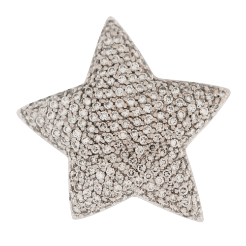 Pendentif Pendentif en forme d'étoile « Christ » en or blanc 18 carats, diamants et topaze bleue 58 Facettes