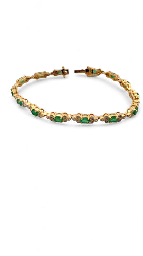 Bracelet Bracelet en or jaune émeraudes et diamants 58 Facettes