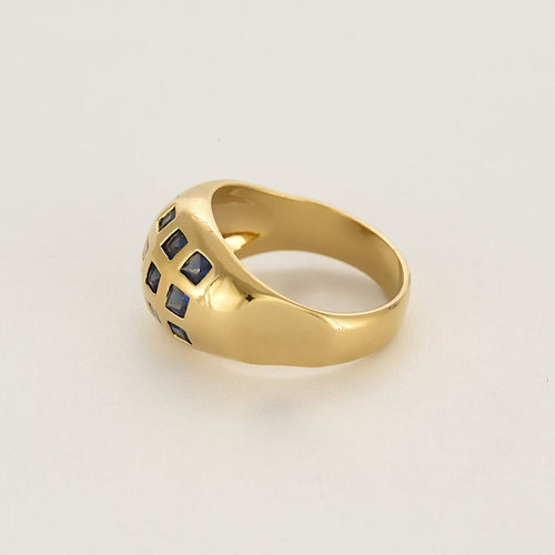 Bague 59,5 Bague jonc en or jaune et saphirs calibrés 58 Facettes MONTE0238