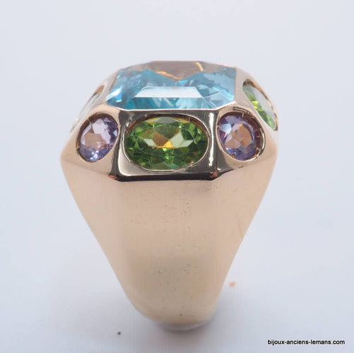 Bague 55.5 Bague Aigue Marine Péridot Améthyste - ref 4297 58 Facettes 4297