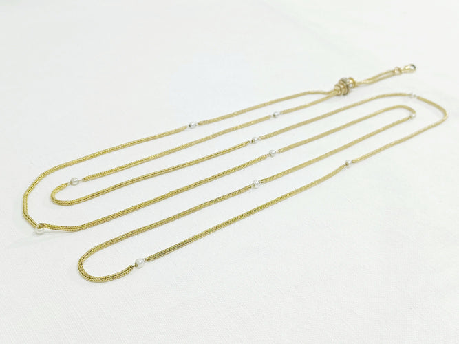 Collier Sautoir Or Et Perles 58 Facettes