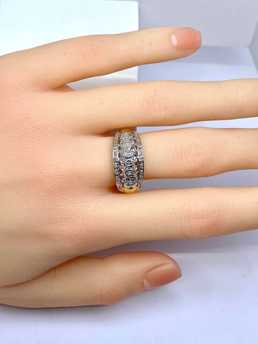 Anel jonc em ouro amarelo e diamantes 