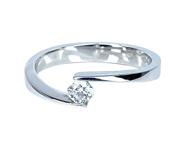 Bague 54 Bague solitaire or blanc et diamant de taille octogonale 58 Facettes AB510