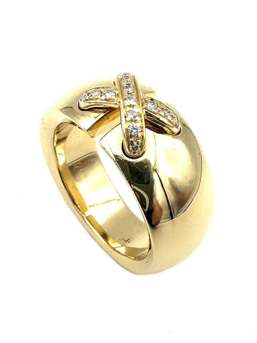 Bague 56 CHAUMET. Collection "Liens", bague or jaune 18K et diamants 58 Facettes