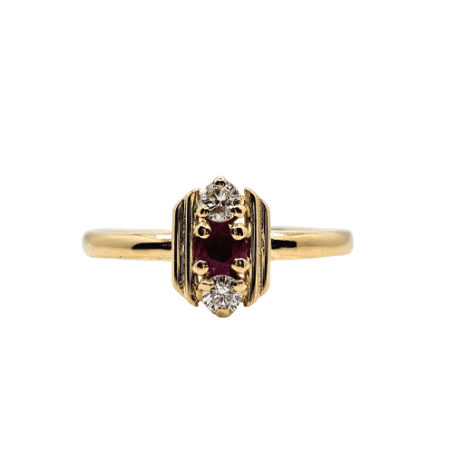 Bague 50.5 Bague or jaune, Rubis, Diamants 58 Facettes 712