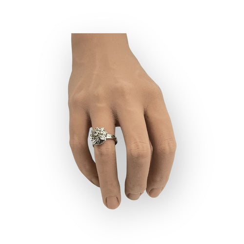 Bague 53 Bague marguerite en or blanc 750 avec pierres blanches serties 58 Facettes 149065085