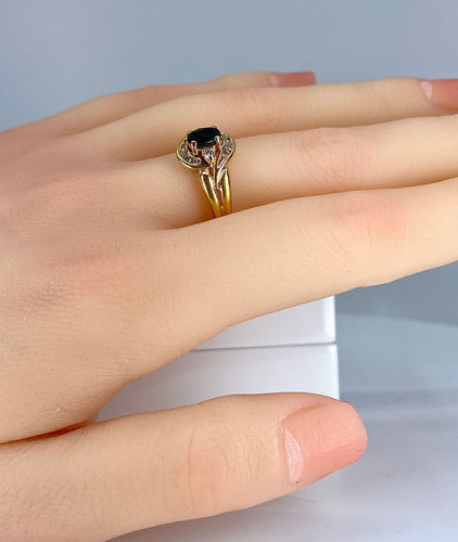 Bague 57 Bague en or jaune saphir et diamants 58 Facettes AB337