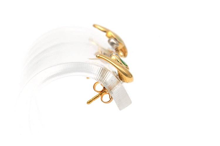 Boucles d'oreilles Boucles d'oreilles or jaune serties d'émeraudes et de diamants 58 Facettes B665