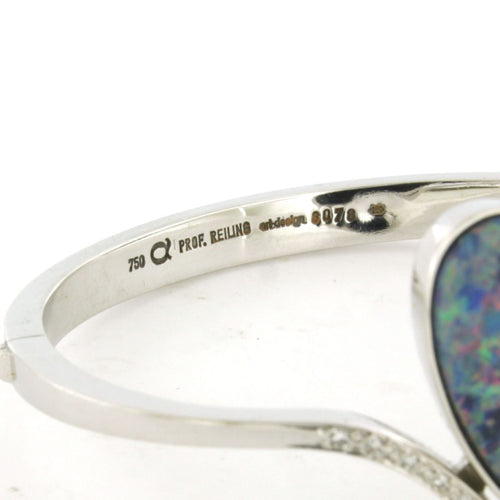 Bracelet Bracelet en or blanc avec opale et diamants taille simple 58 Facettes