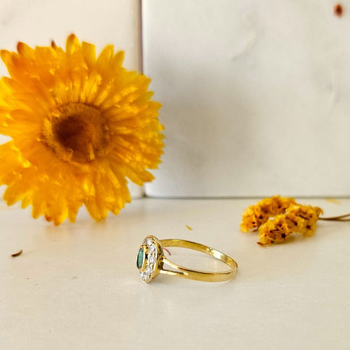 Bague Bague marguerite or jaune émeraude diamants 58 Facettes MG10