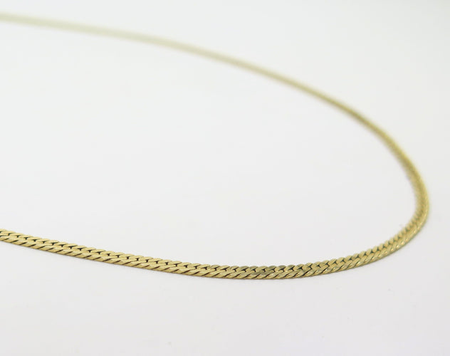 Collier Chaîne maille anglaise plate or jaune 14 carat 58 Facettes