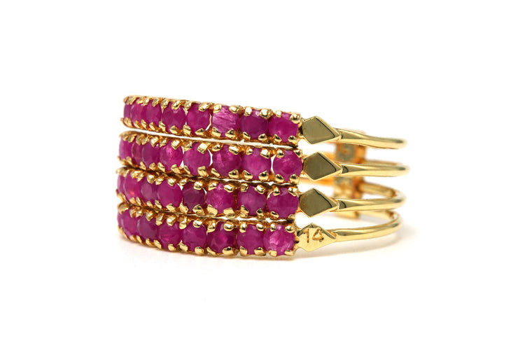 Bague 58 Bague Contemporaine or jaune sertie de rubis 58 Facettes 22781