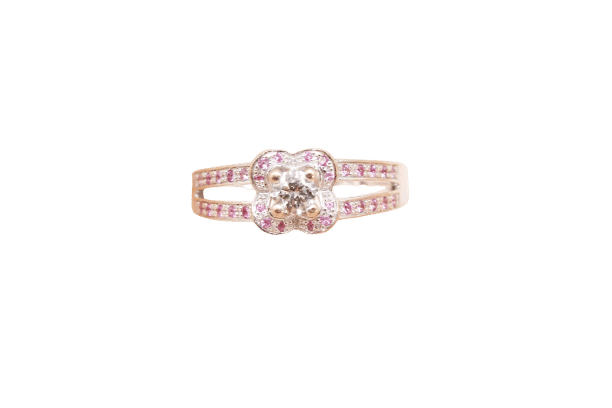Bague 54 Mauboussin - Bague Chance Love N°2 en or blanc et diamants, saphirs roses 58 Facettes 250362