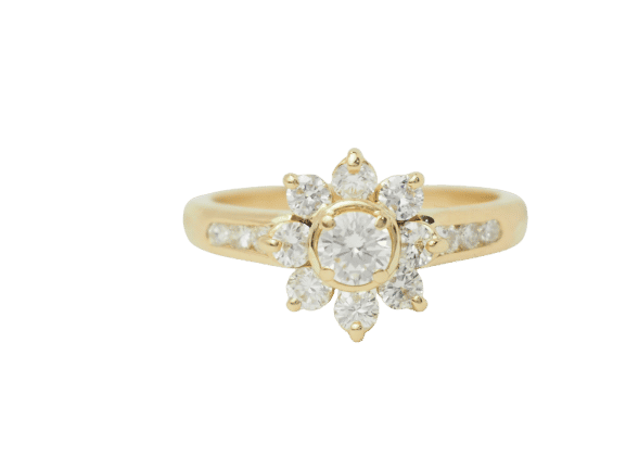 Bague 53 Bague marguerite en or jaune et diamants 58 Facettes 33442