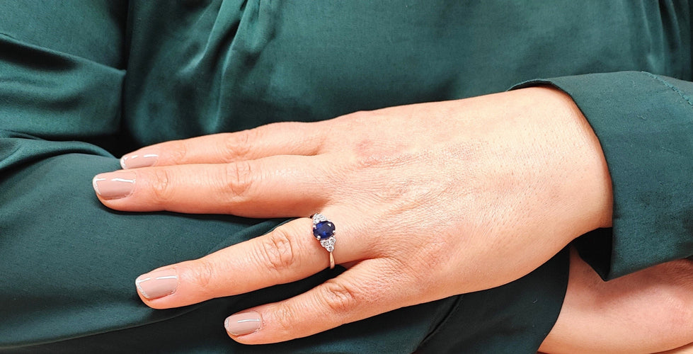 Bague 55 Bague saphir diamant or blanc 58 Facettes Bag.Saph.FA.31