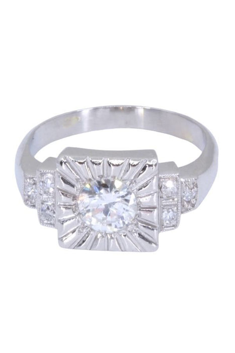 Platina art-deco diamanten ring