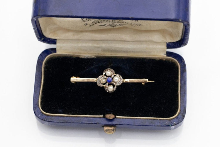 Rose gold antique brooch with pearls and diamonds 58 Facettes 10343