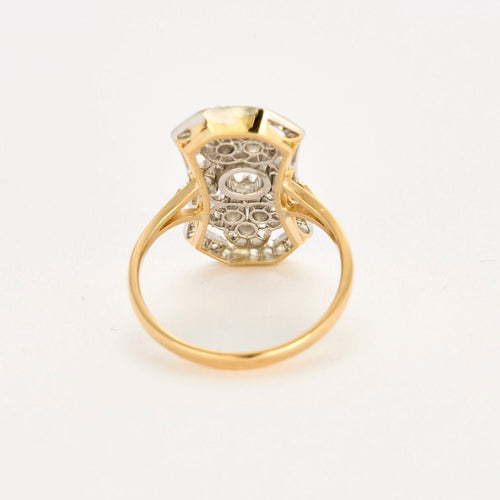 Bague 56 Bague "art Déco" en or, platine et diamants 58 Facettes P20L7