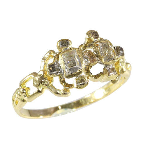 Bague 55 Artisanat du XVIIe siècle : bague baroque en or avec diamants taille table 58 Facettes 23331-0247