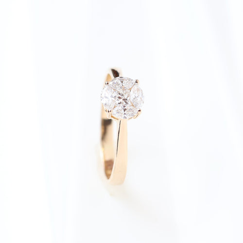 Bague Bague en or rose sertie de diamants taille marquise et princesse 58 Facettes 131455A