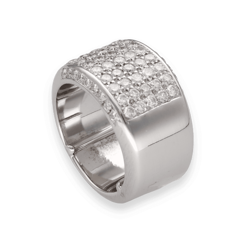 Bague 55 Bague imposante en or gris 18K - 2,00 Cts de diamants brillants G-VS - 37 g - Taille 55 58 Facettes FB09753