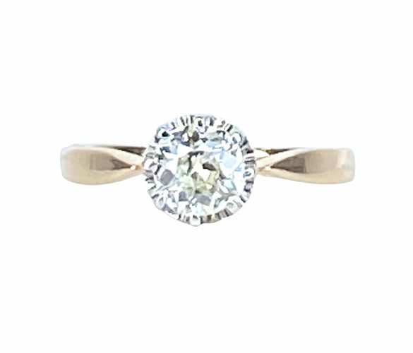 Bague 56 Bague solitaire en or jaune et platine, diamant 58 Facettes AB478