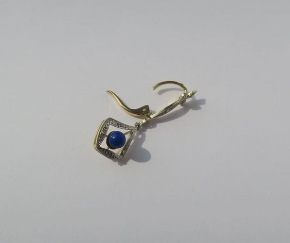Boucles d'oreilles Boucles d’oreilles pendantes Art Déco lapis lazuli diamants 58 Facettes