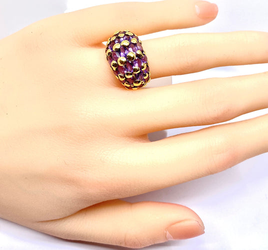 Bague 51 Bague en or jaune 18 carats sertie de 29 améthystes 58 Facettes AB550