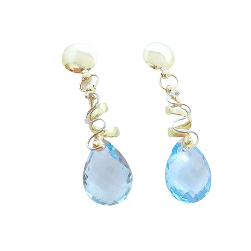 Boucles d'oreilles Boucles d'oreilles Pendantes Topazes bleues 58 Facettes AA 1640