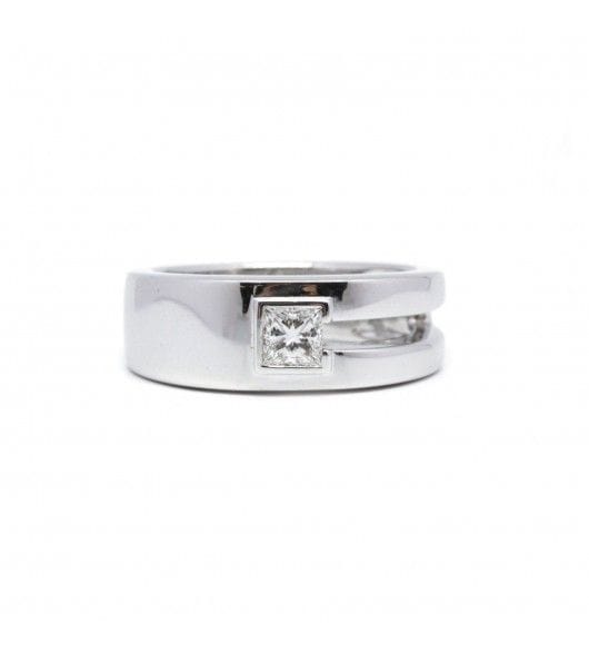 Bague 57 Bague or blanc diamant 58 Facettes 220465R