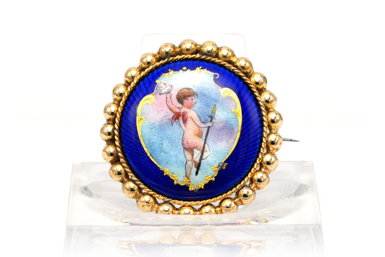 Broche Broche Napoléon III en or jaune 18 carats sertie d'émail 58 Facettes B751