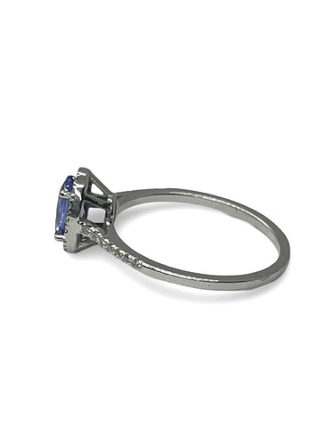 Bague 51.5 Bague or blanc Tanzanites et Diamants 58 Facettes 00000501