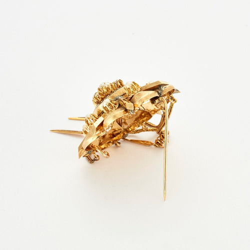 Broche Broche Napoléon III or jaune guilloché avec diamants 58 Facettes GU11