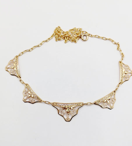 Collier Collier Art Nouveau or jaune, motifs filigranés 40cm 58 Facettes A06381
