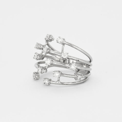 Bague 55 Bague de cocktail en or gris et diamants 58 Facettes GU80