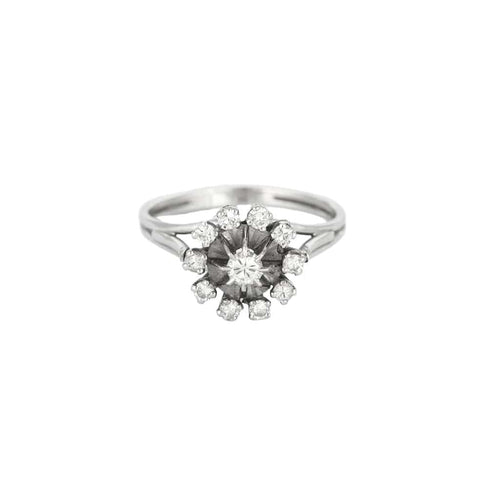 Bague 60 Bague marguerite or blanc et diamant 58 Facettes GU193