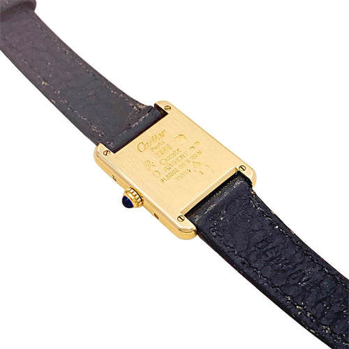 Montre Montre Cartier, "Tank Must", argent plaqué or, cuir. 58 Facettes 34731