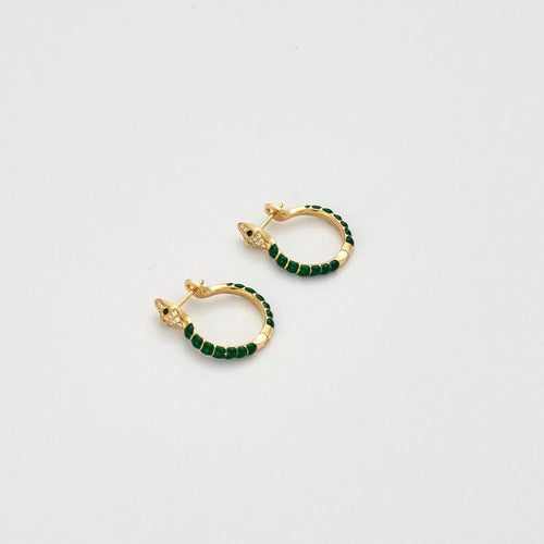 Boucles d'oreilles Boucles d'oreilles serpent fantaisie en émail vert avec diamants et tsavorites 58 Facettes 3267