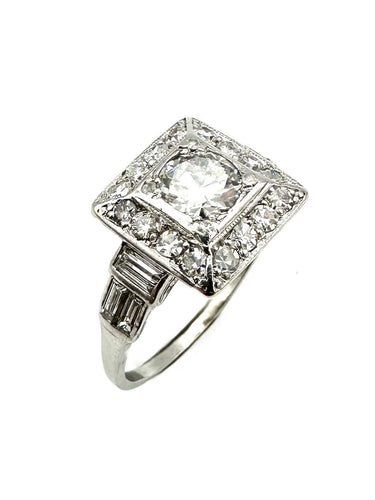 Bague 58 Bague Art-Déco, platine et diamants 58 Facettes