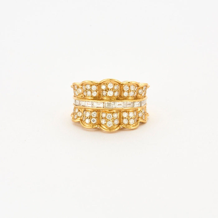 Bague 51 Bague or jaune pavage diamants 58 Facettes