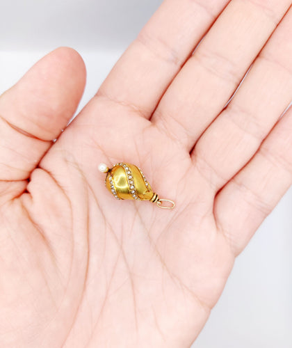 Pendentif Pendentif antique or jaune pampille et perles 58 Facettes A05588