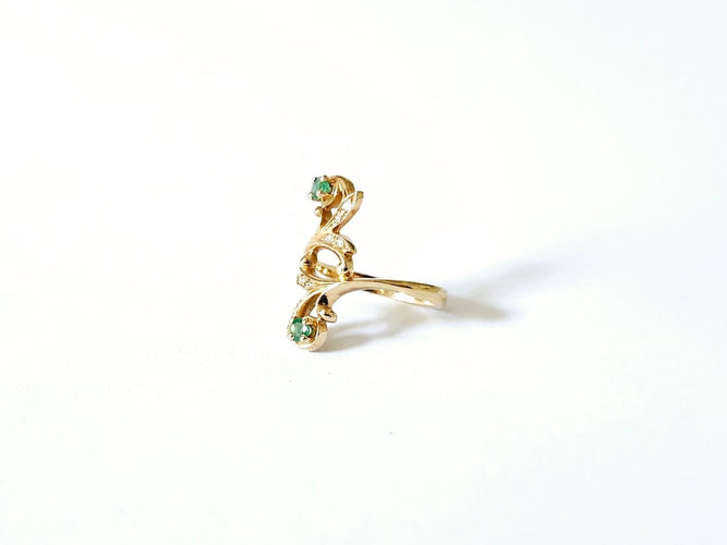 Bague 53 Bague or jaune - Emeraudes et diamants 58 Facettes