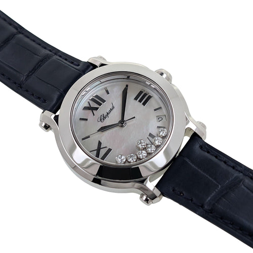 Montre Chopard Happy Sport  7 Diamonds MOP Mother of pearl Dial Sapphire Crown 8475 58 Facettes