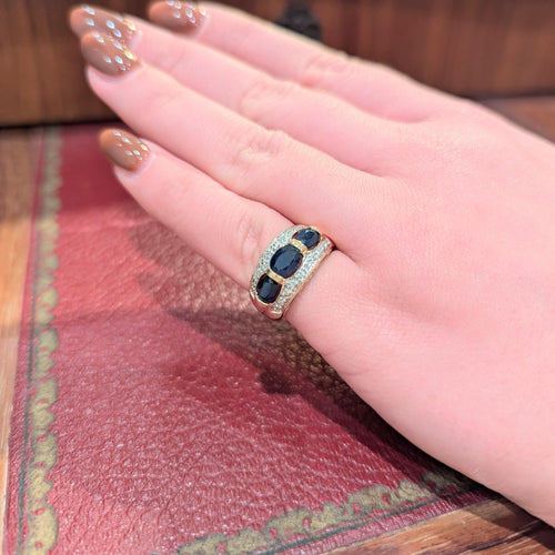 Bague 51.5 Bague en or jaune saphirs et diamants 58 Facettes 30891