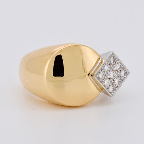 Bague 52 FRED - Bague style Chevalière, Or 18 Carats Bicolore et Diamants 58 Facettes 536