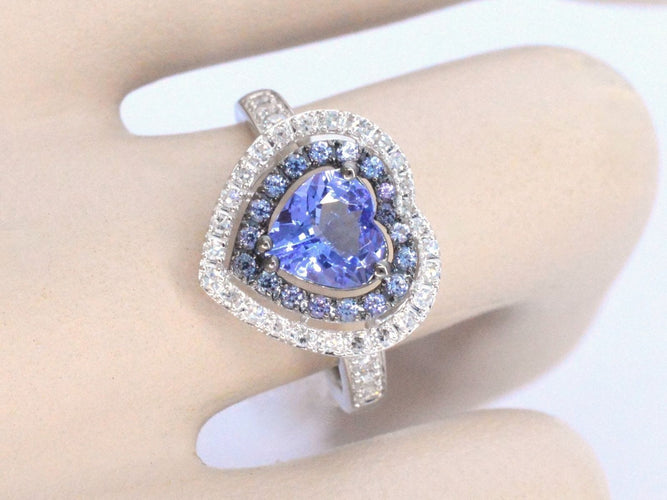 Bague 54 Bague en or blanc avec diamants et tanzanite 58 Facettes 2326